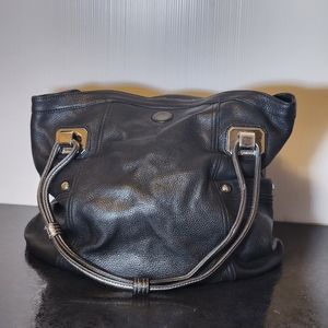 Black leather slouchy bag